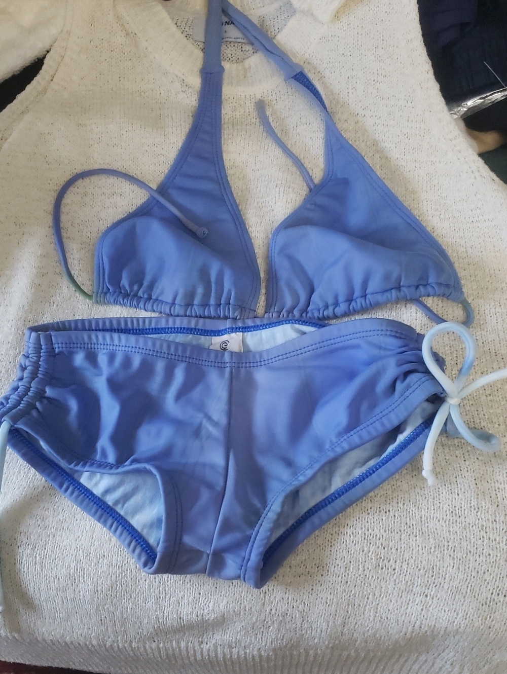 Light Blue Two-Piece Swim Set - Triangle Top & bikini Shorts